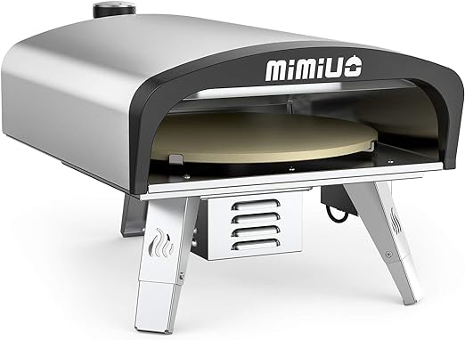 Mimiuo Forno a gas per pizza, con funzione rotante, in acciaio inox