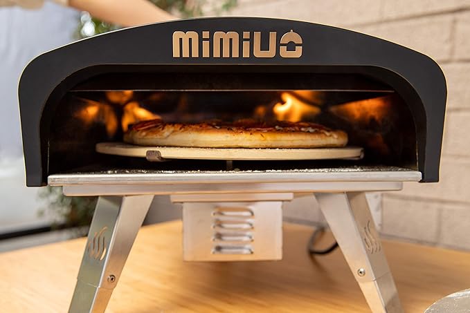 Mimiuo Forno a gas per pizza, con funzione rotante, in acciaio inox