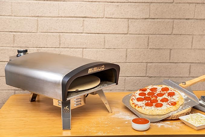 Mimiuo Forno a gas per pizza, con funzione rotante, in acciaio inox