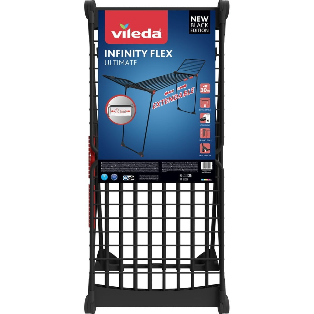 Vileda Infinity Flex Nero Opaco - XXL di oltre 2 metri, stabile e robusto, trasporto pratico