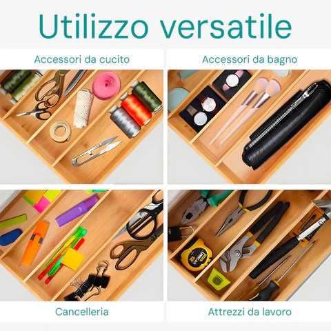 Cassetto Porta Capsule e Cialde in Bambù con Ripiano in Vetro